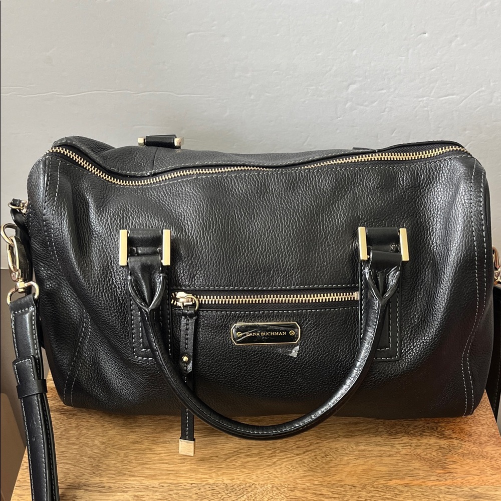 Dana Buchman Black Satchel bag with Gold Accents